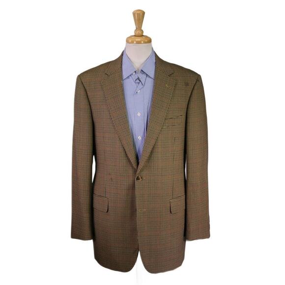 Brooks Brothers Madison Brown/Black/Tan Gingham Check Wool Sportcoat Blazer 42L - Picture 1 of 9